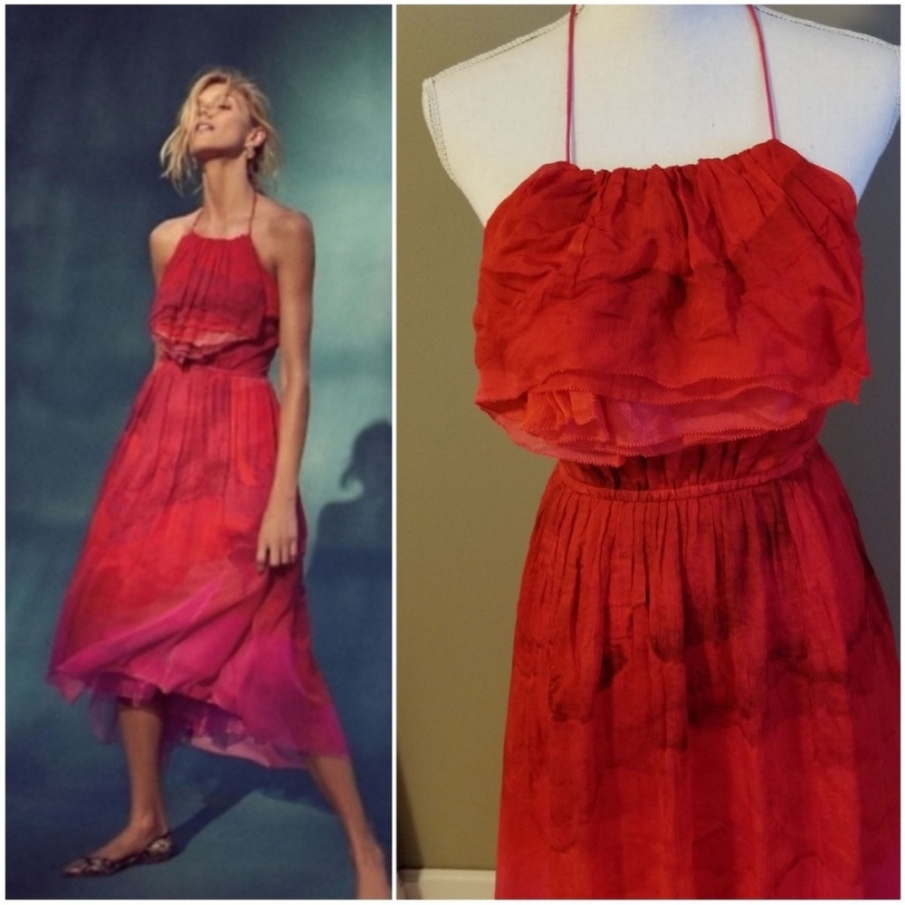 Red and pink ombré halter dress by Tracey Reese for Anthropology